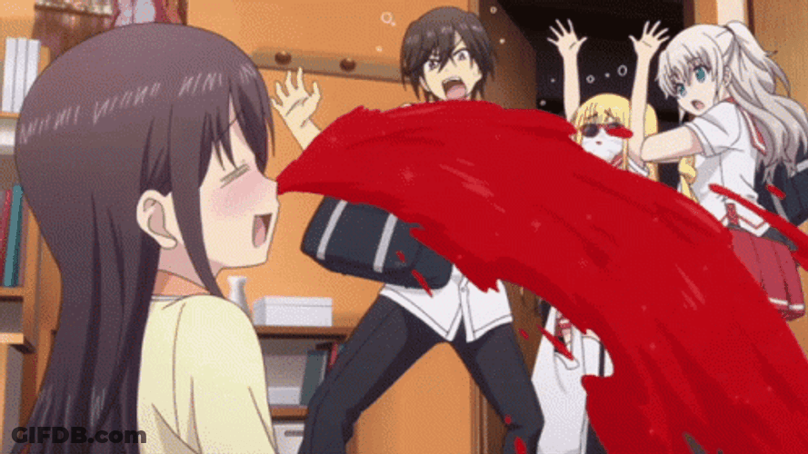 Anime Nose Bleed Charlotte Overflowing GIF