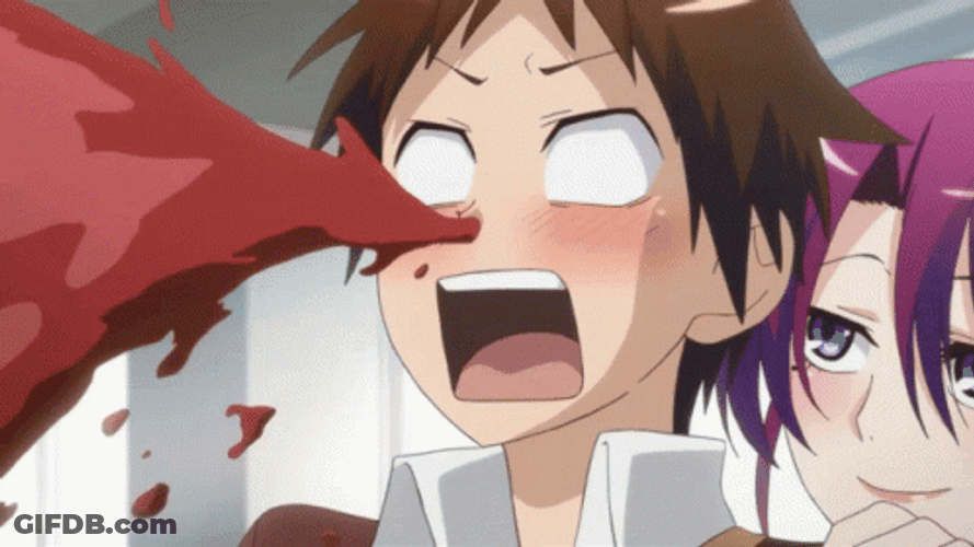 Anime Nose Bleed Flowing Getting Touched GIF