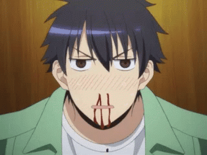 Anime Nose Bleed Kimihito Kurusu Shocked GIF