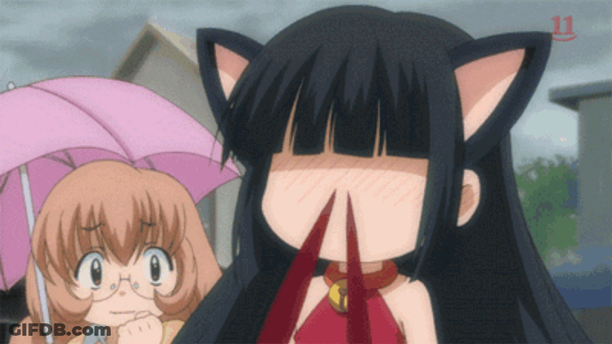 Anime Nose Bleed Kodomo No Jinkan Cat Ears GIF