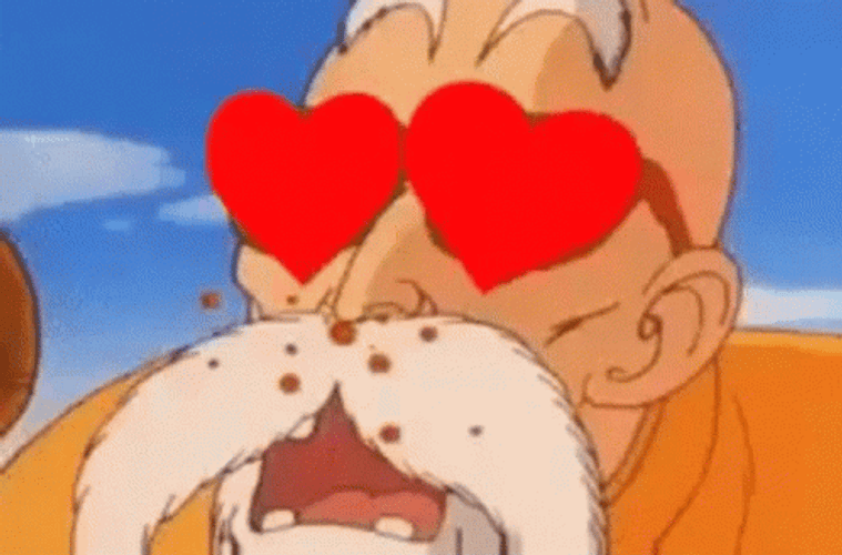 Anime Nose Bleed Master Roshi Heart Eyes GIF