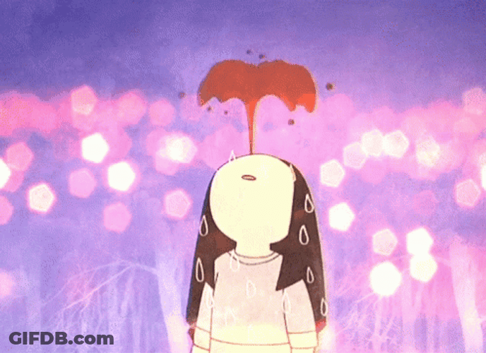 Anime Nose Bleed Umbrella Raining GIF