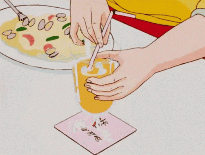 Anime Orange Fruit Juice GIF