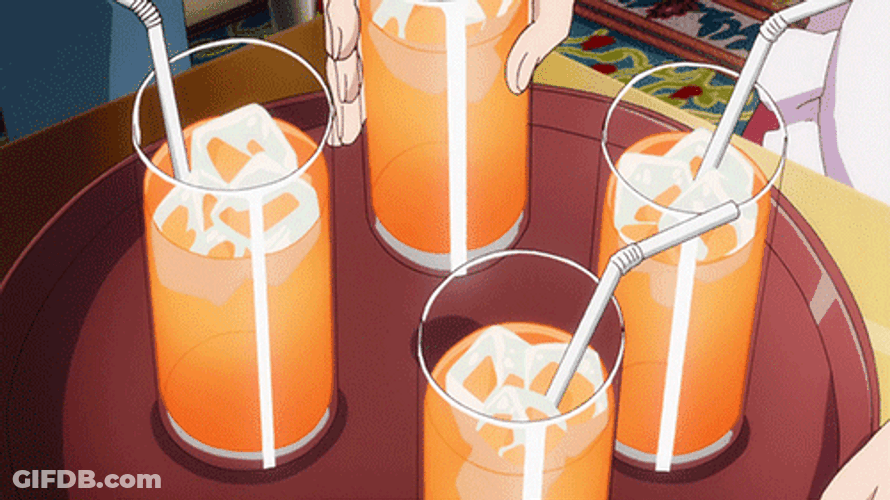 Anime Orange Juice Glasses GIF