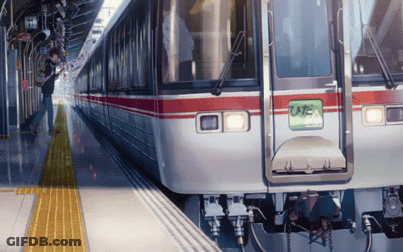 Anime People Getting On A Train GIF