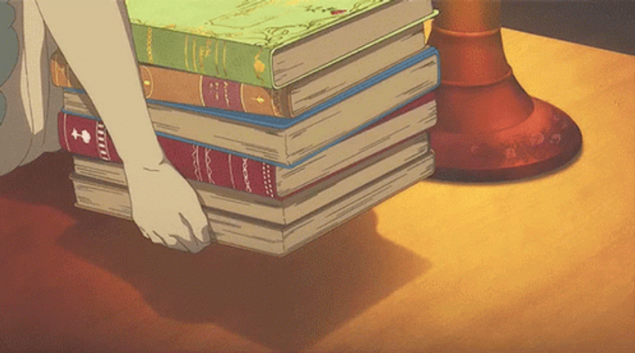 Anime Putting Books On The Table GIF