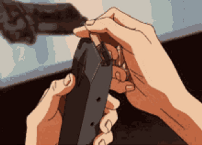Anime Putting Gun Magazine Load GIF