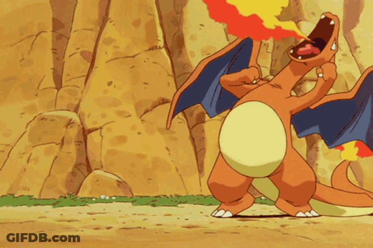 Anime Rage Charizard Flame Thrower GIF