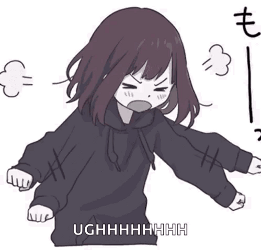 Anime Rage Cute Girl In Black Hoodie GIF
