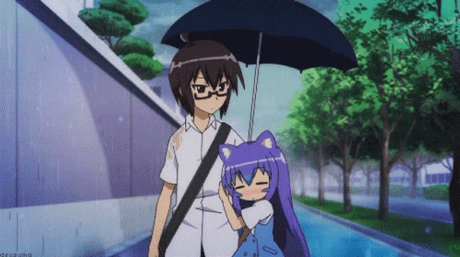 Anime Rain Acchi Kocchi Hug GIF