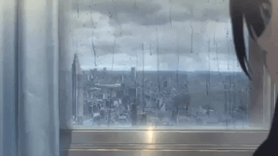 Anime Rain By The Window GIF