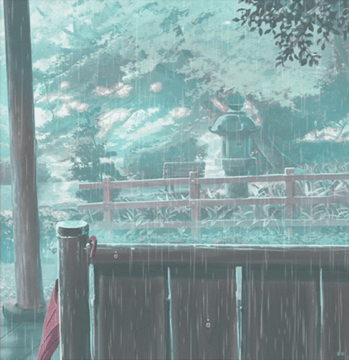 Anime Rain Nature Scenery GIF