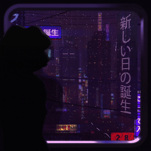 Anime Rain Neon Aesthetic GIF