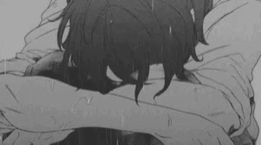 Anime Rain Sad Hug GIF