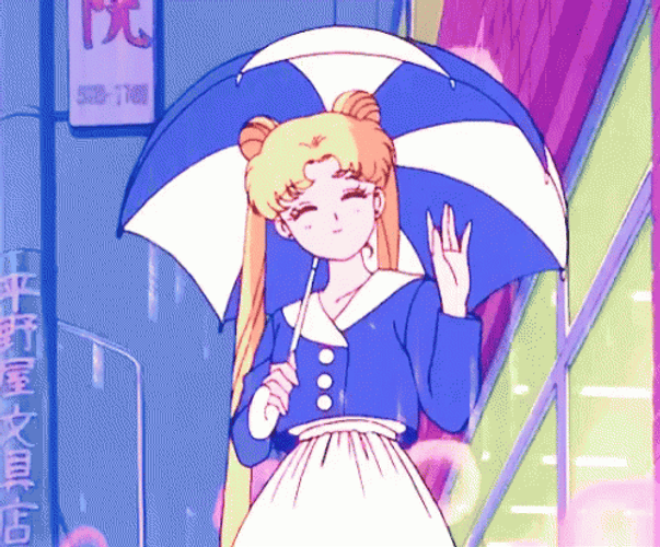 Anime Rain Sailor Moon Bye GIF