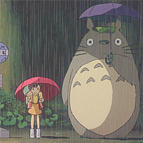 Anime Rain Totoro Waiting GIF