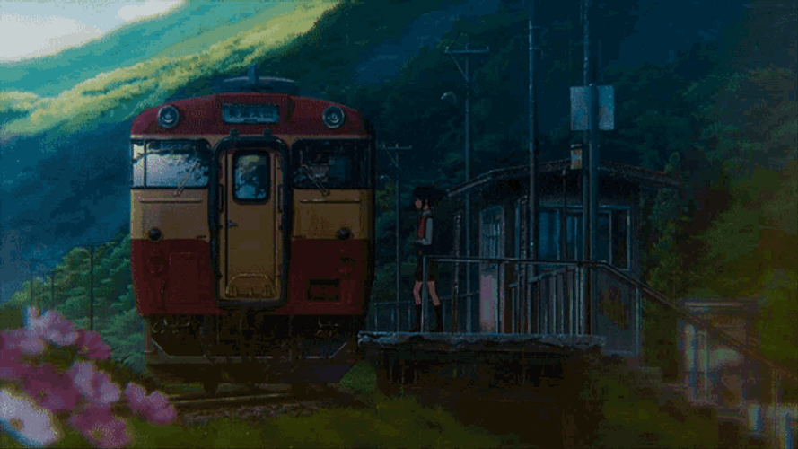 Anime Rain Train GIF