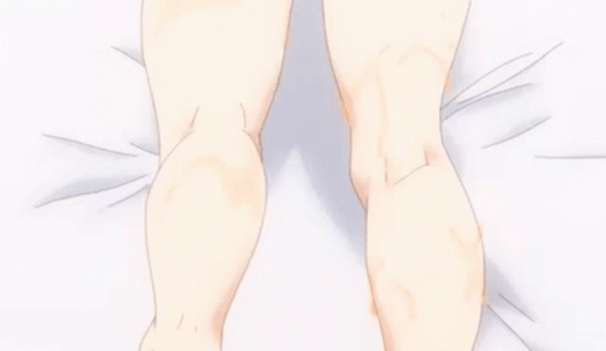 Anime Red Nails Doing Foot Massage GIF