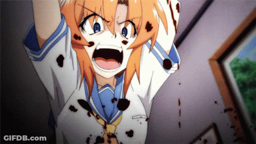 Anime Rena Ryugu Stabbing Someone GIF
