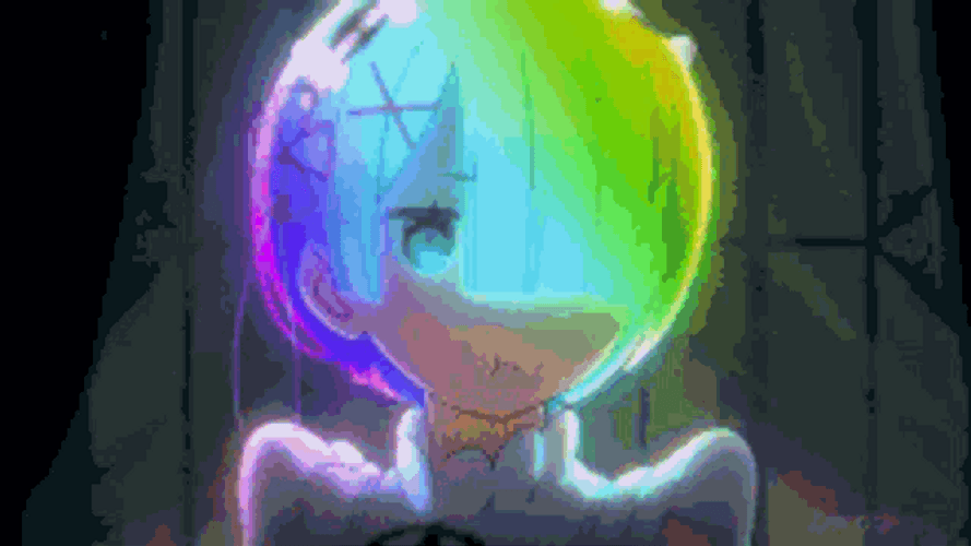 Anime ReZero Rem Neon Rgb Hair Color GIF
