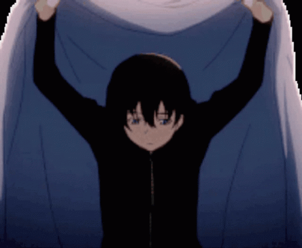 Anime Sad Guy Under Blanket GIF