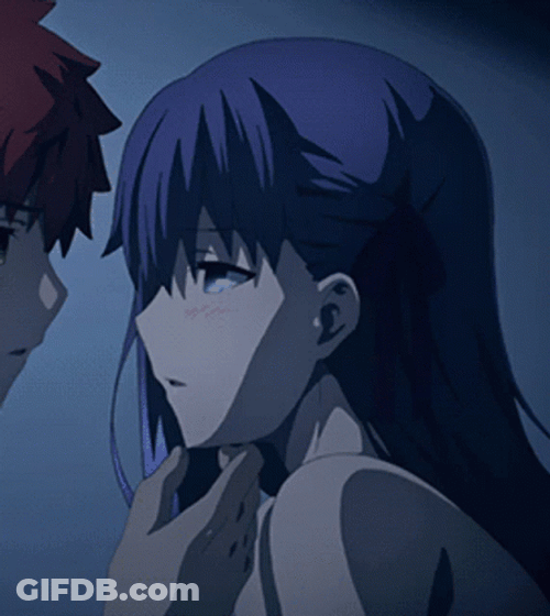 Anime Sakura Matou Kissing Fate Series GIF