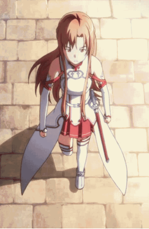Anime Sao Yuuki Asuna Walking Fiercely GIF