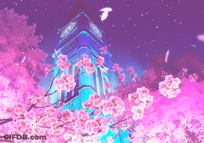 Anime Scenery Huge Clock Tower GIF