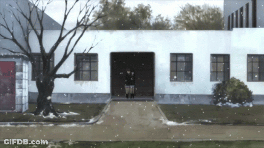 Anime School Cold Winter Snow Fall GIF