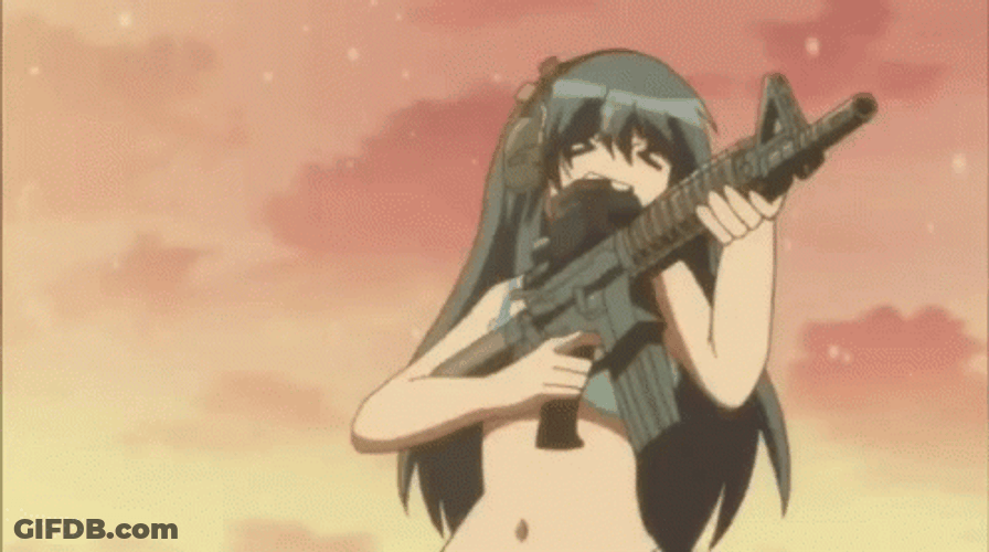 Anime Shimoneta Spraying Gun GIF