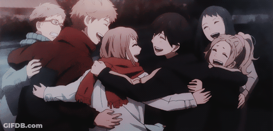 Anime Show Orange Group Hug GIF