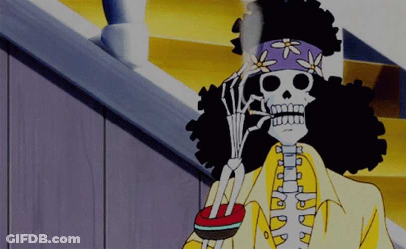 Anime Skeleton Brook Smoking One Piece GIF