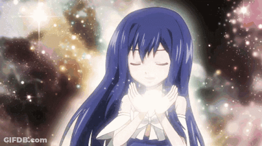 Anime Sky Maiden Floating In Outerspace GIF