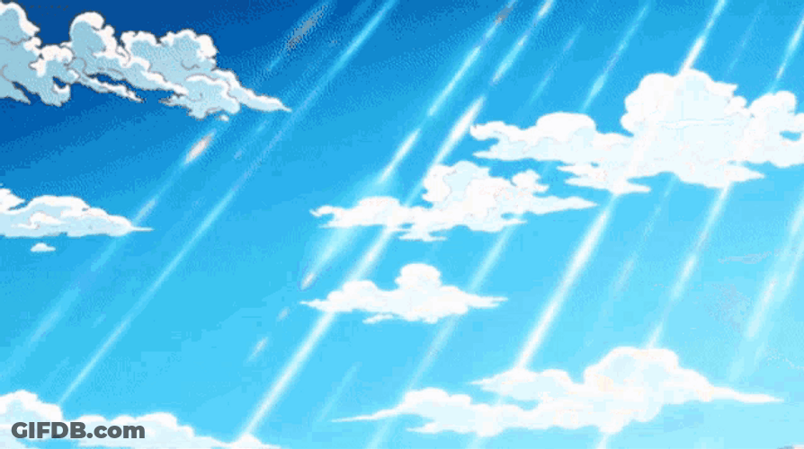 Anime Sky Sunrays Shining Over City GIF