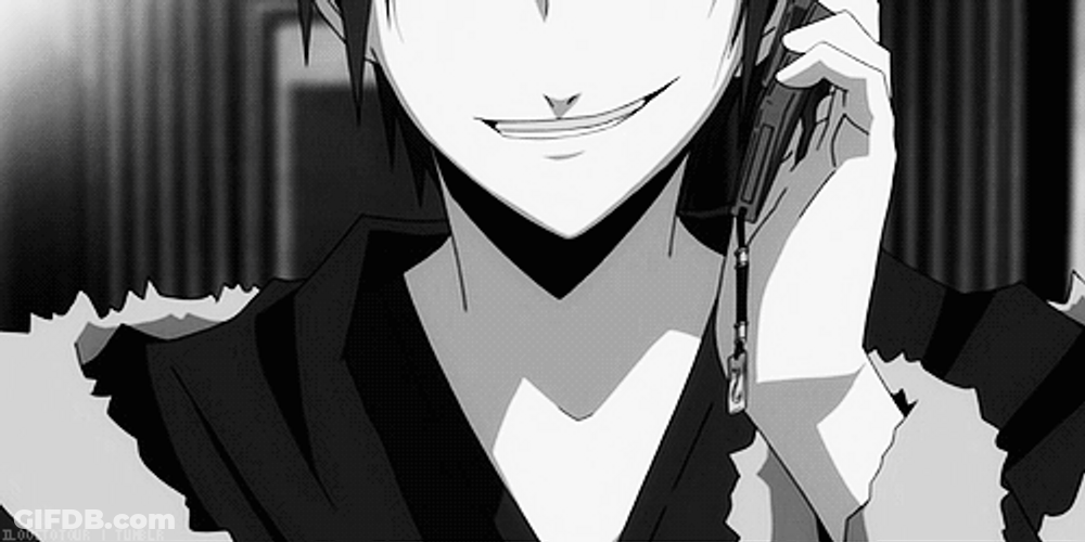 Anime Smirking While On The Phone GIF