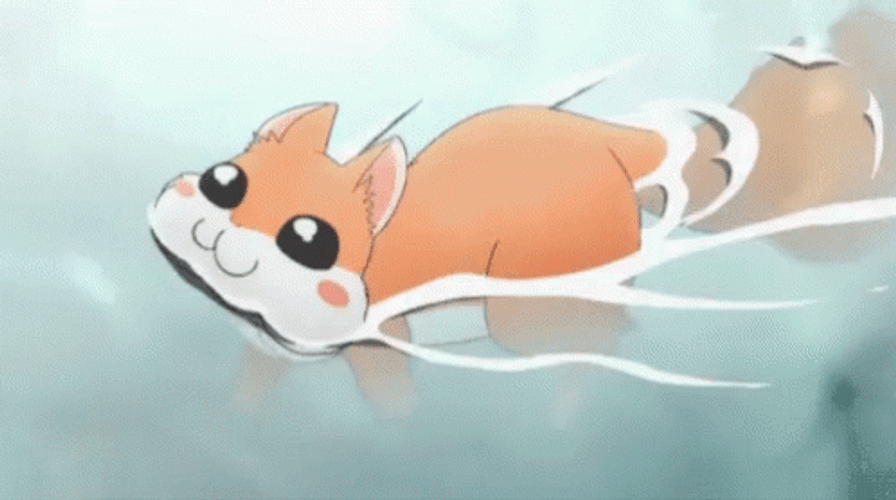 Anime Squirrel Swimming GIF
