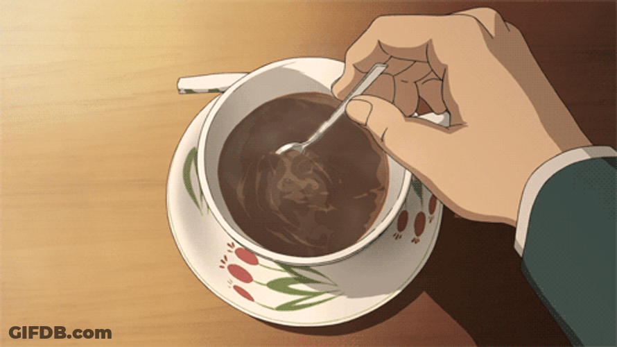 Anime Stirring Coffee GIF