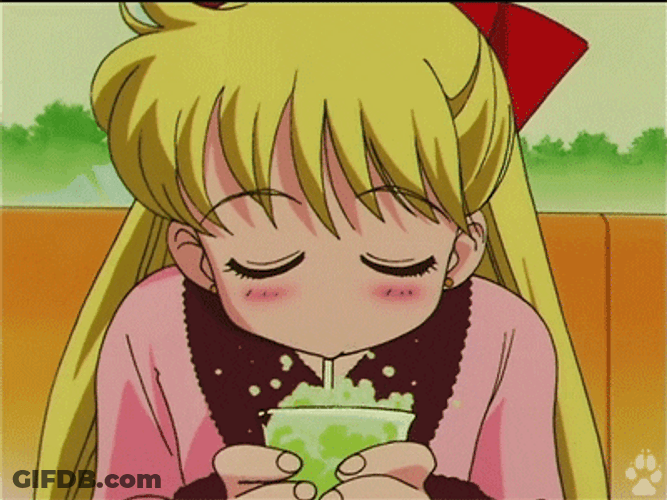 Anime Straw Bubbles GIF