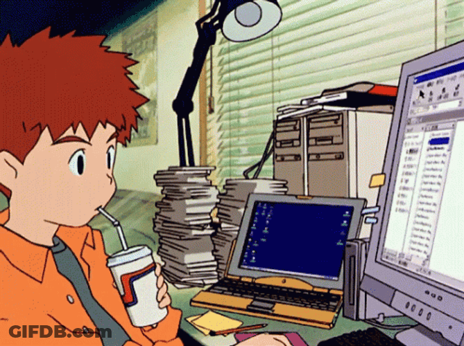 Anime Student Throwing Computer GIF