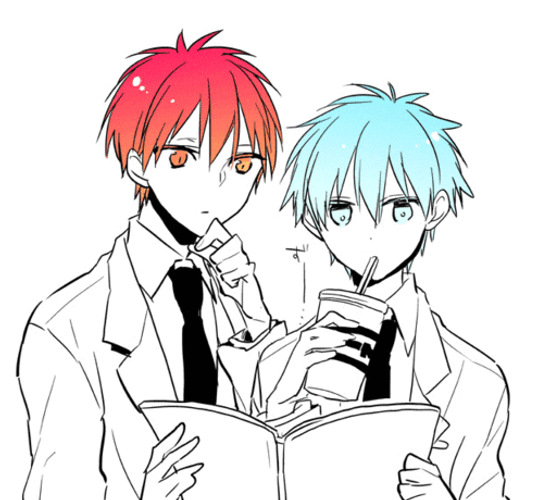 Anime Tetsuya Kuroko Seijūrō Akashi Drinking Reading GIF