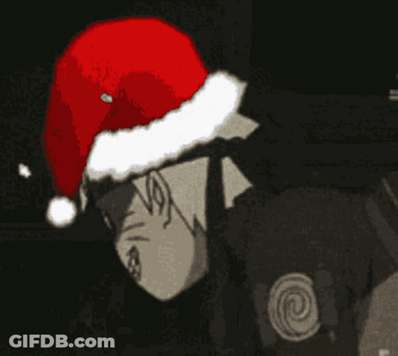Anime Uzumaki Naruto Evil Laugh Christmas Hat GIF