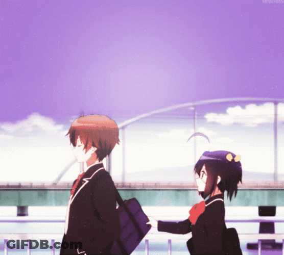 Anime Walking Yuuta Rikka Chūnibyō GIF