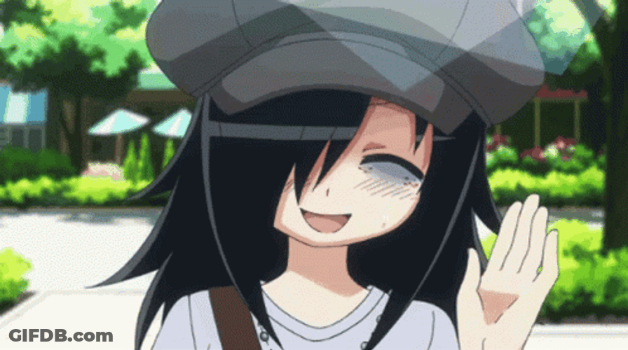 Anime Wave Of Watamote While Smiling GIF