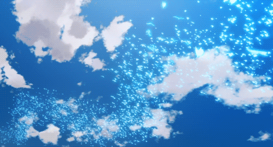 Anime White Butterflies Flying In The Sky GIF