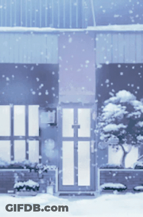 Anime Winter Cold Snow Falling At Night GIF