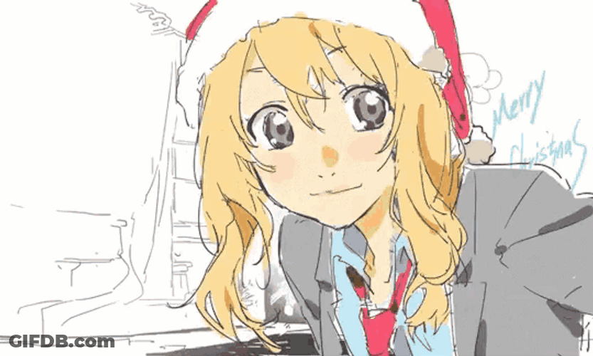 Anime Your Lie In April Kaori Miyazono Celebrating Christmas GIF