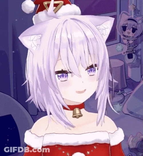 Anime Youtuber Nekomata Okayu Christmas Costume GIF