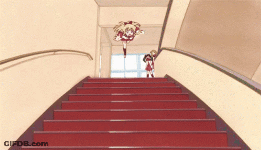 Anime Yuri Falling Down GIF