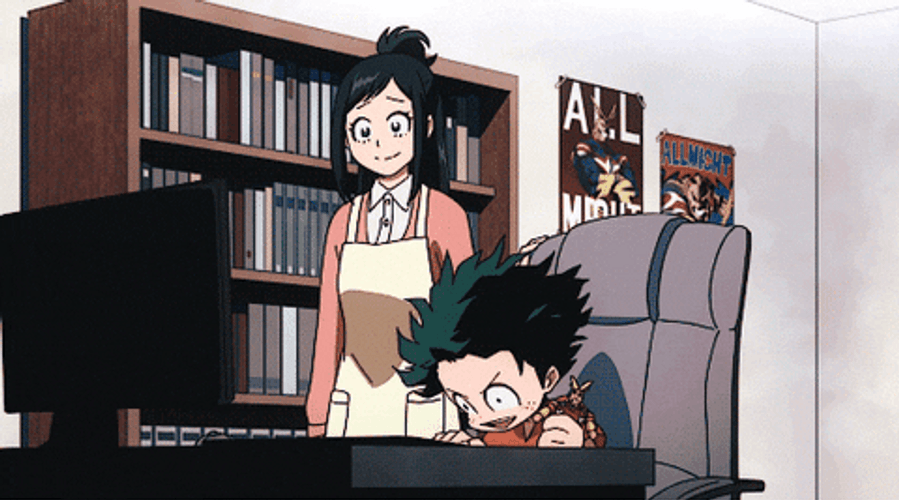 Anime Yuri Playing Computer GIF