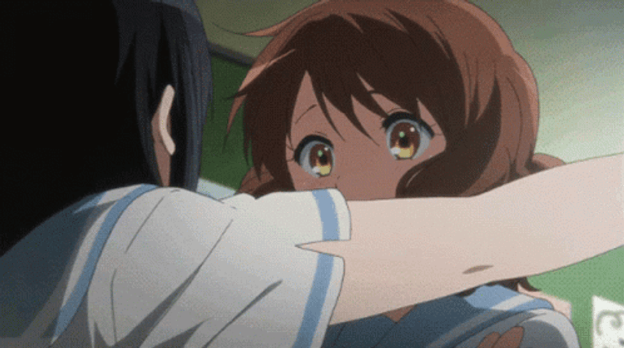 Anime Yuri Shocked By Hug GIF